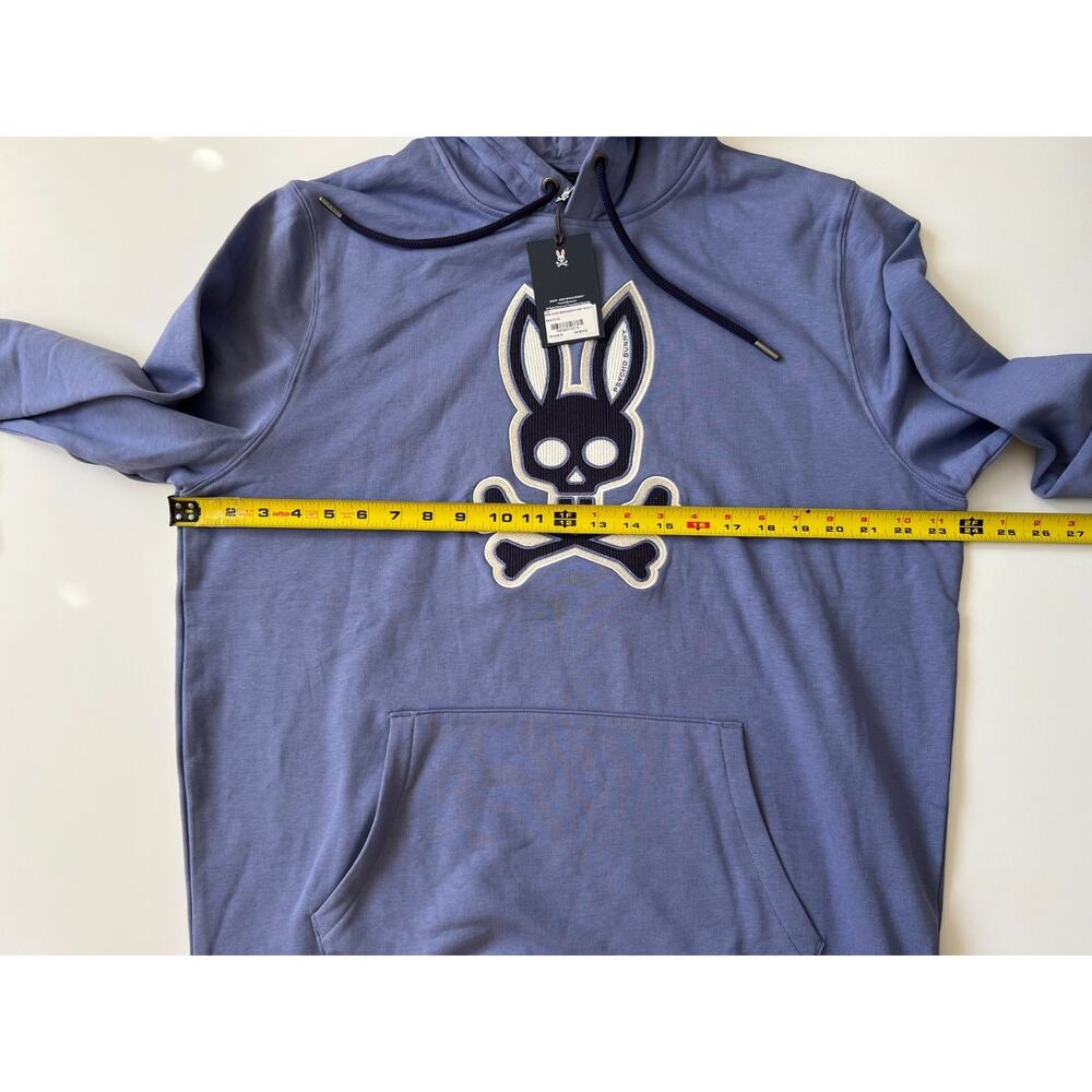 Psycho Bunny Ryder Embroidered Bunny Patch Hoodie Blue Ice Men's Size L New - Picture 16 of 16